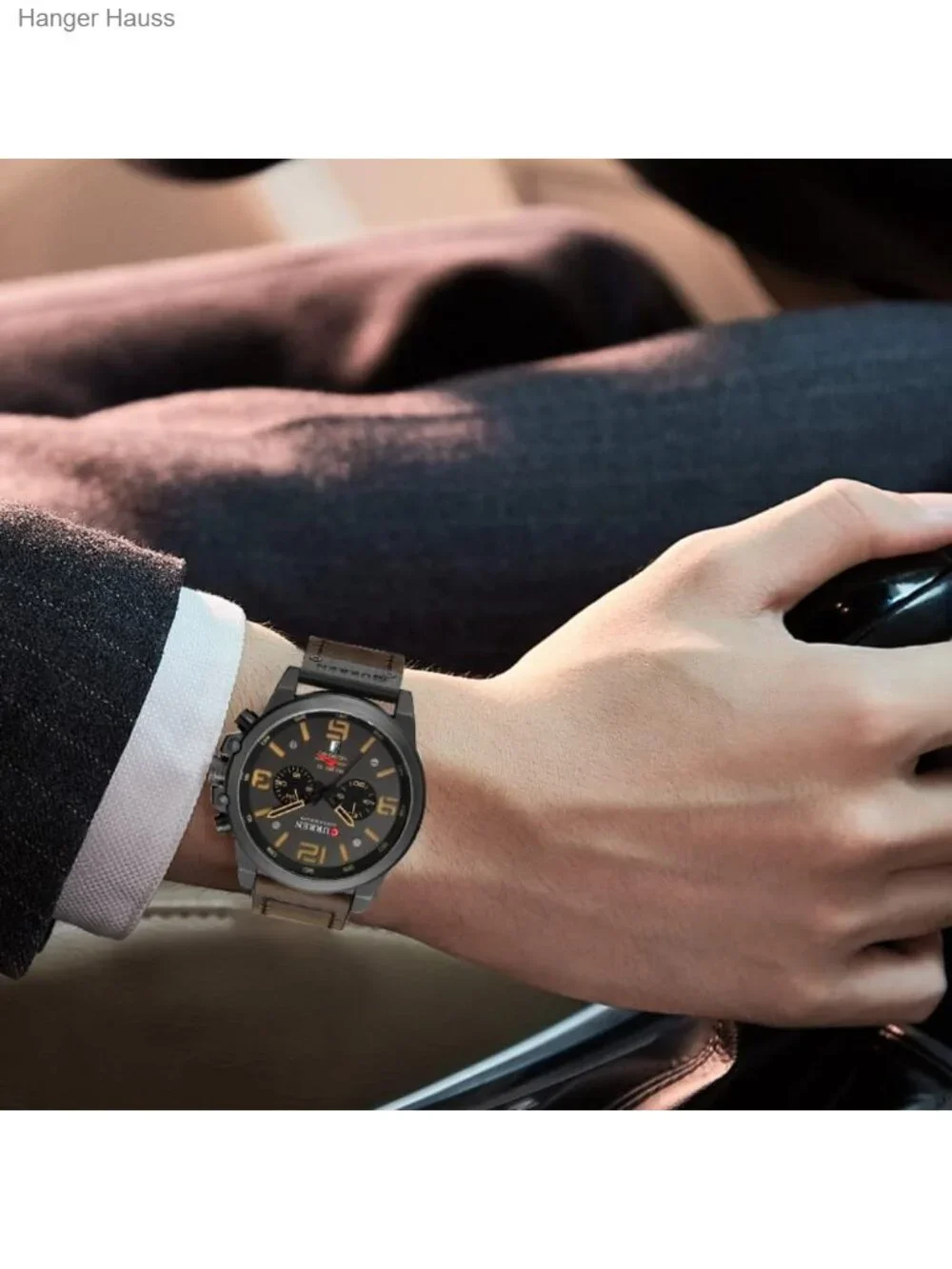 Men's Analog Quartz Chronograph Leather Watch